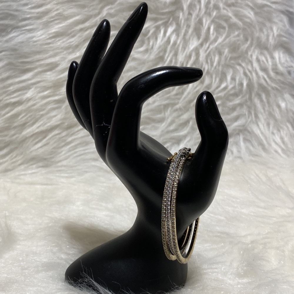 Cubic Zirconia Stackable Hinge Bangle Bracelets - image 1